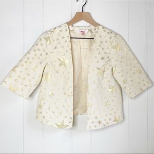 BONGO Gold Metallic Star Open Front Blazer, Sz Small